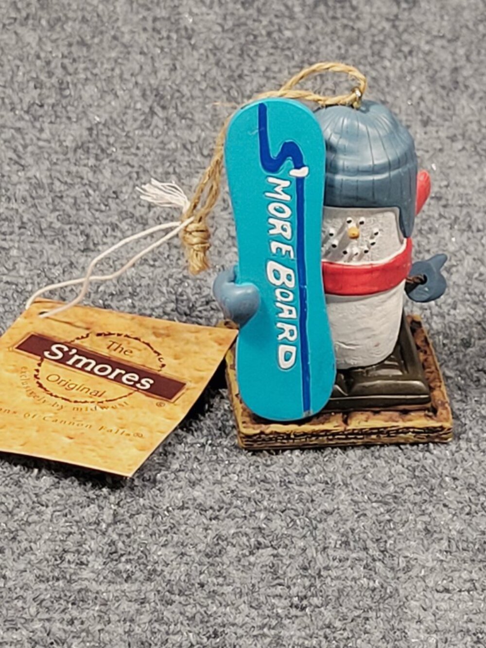 S'mores Marshmallow Snowboarder Snowman Christmas Holiday Ornament